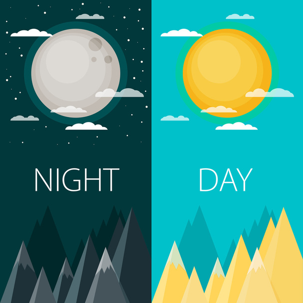 Half day and night - Vector, afbeelding