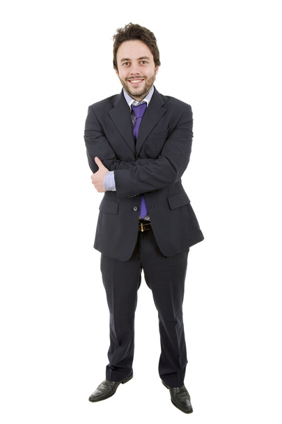 happy young businessman full length, isolated on white - Foto, imagen