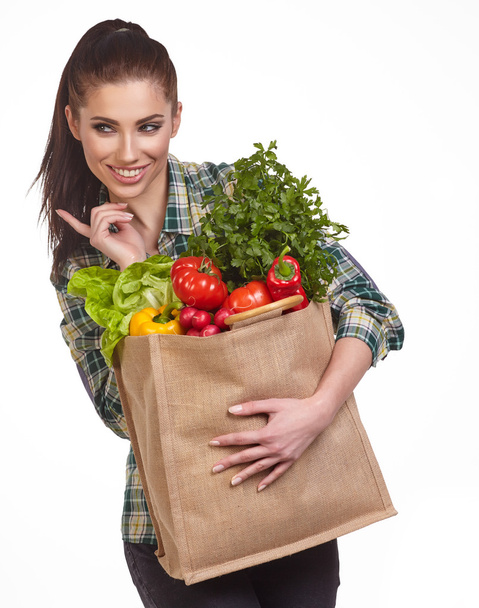 Woman holding shopping bag - Zdjęcie, obraz