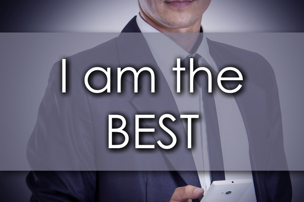 I am the BEST - Молодой бизнесмен с текстом - бизнес-концепция
 - Фото, изображение