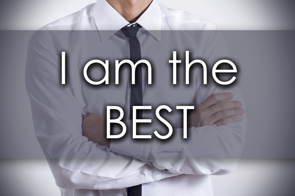 I am the BEST - Молодой бизнесмен с текстом - бизнес-концепция
 - Фото, изображение