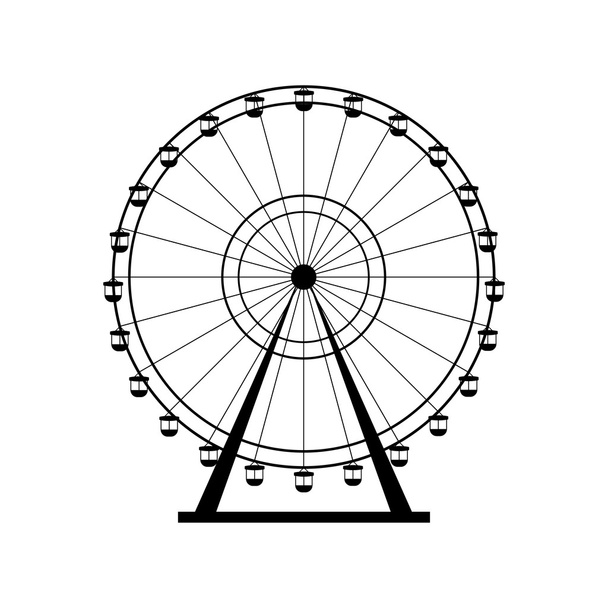 Ferris wheel silhouette, circle. Carnival. Funfair background.Carousel, motion. Vector illustration. - Vector, Image