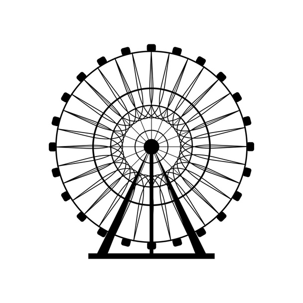 Ferris wheel silhouette, circle. Carnival. Funfair background.Carousel, motion. Vector illustration. - Vector, Image
