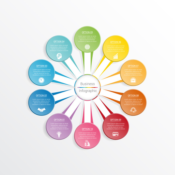 Infographic design template business concept for ten position.  - Vektor, obrázek