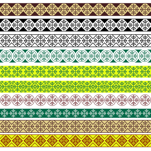 Set of decorative borders, Arabic style. Pattern brushes for rectangular frames are included. - Вектор,изображение