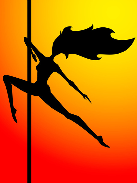 pole dance meisje silhouet - Vector, afbeelding