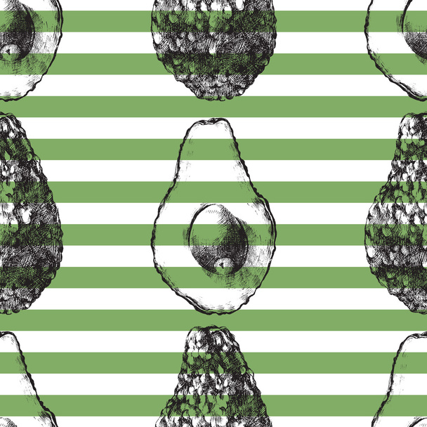 striped seamless pattern with avocado - Vektor, Bild