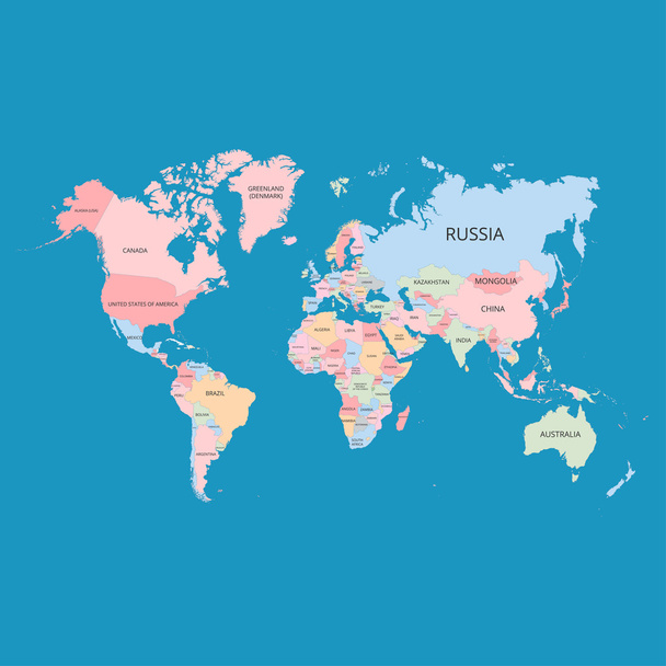 カラフルな世界地図。ベクトル図. - ベクター画像