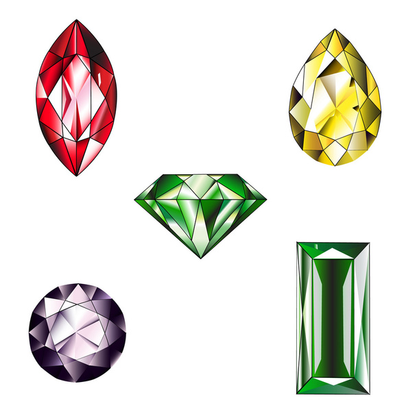 wiele typu i zbiór kolorowy kształt biżuterii i diament - Zdjęcie, obraz
