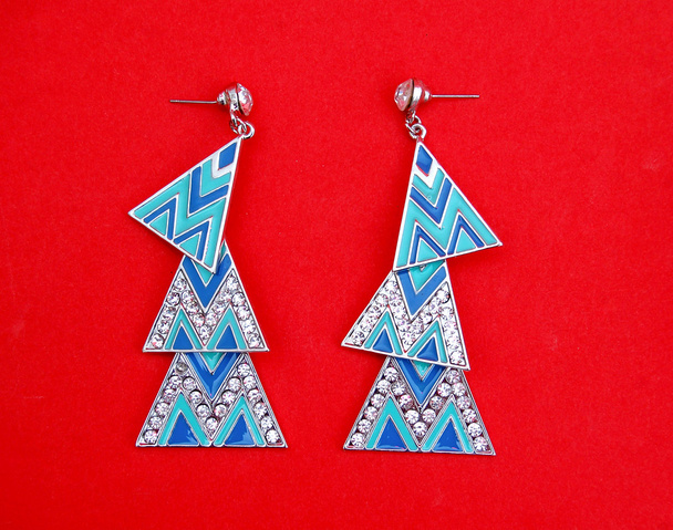 Blue Fashion Triangle shape Earrings - Photo, Image