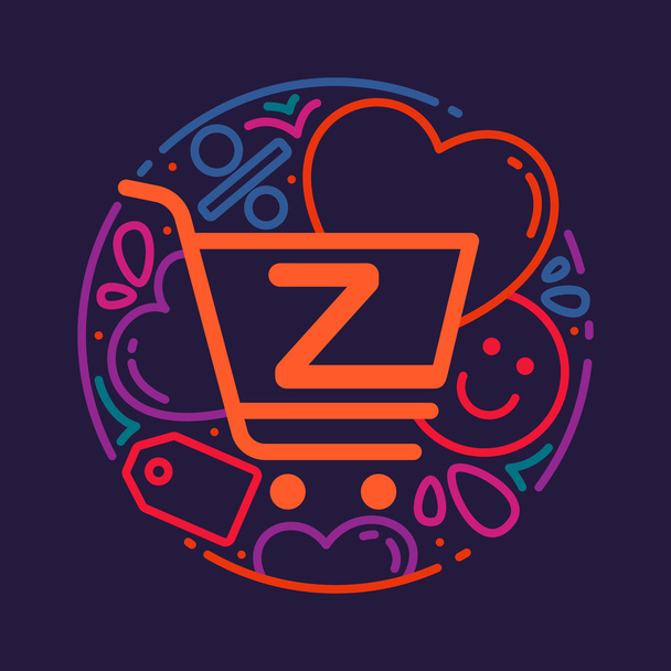 Z letter with shopping cart icon  - Vector, Image