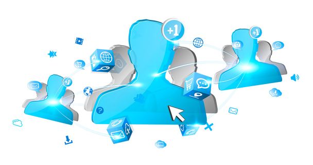 Social network blue avatar on white background - Photo, Image