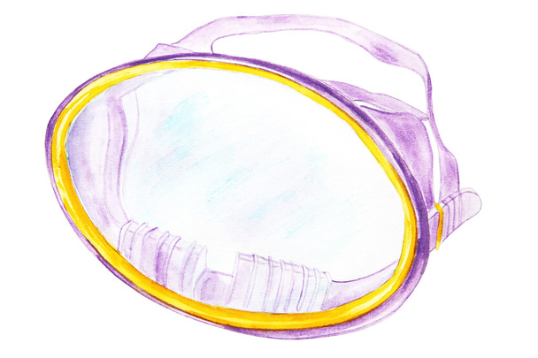 Kézzel rajzolt akvarell úszás maszk elszigetelt fehér background. A design. - Fotó, kép