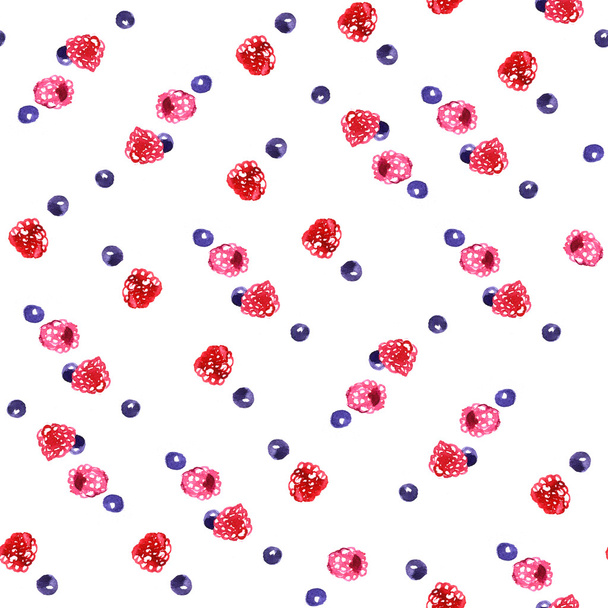 Watercolor berries mix seamless pattern - Φωτογραφία, εικόνα