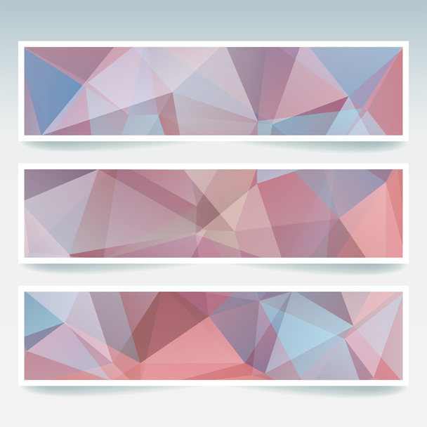Abstract banner with business design templates. Set of Banners with polygonal mosaic backgrounds. Geometric triangular vector illustration. Pink, blue colors. - Vector, Image