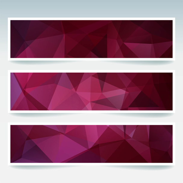 Abstract banner with business design templates. Set of Banners with polygonal mosaic backgrounds. Geometric triangular vector illustration. Pink, purple colors. - Vector, Image