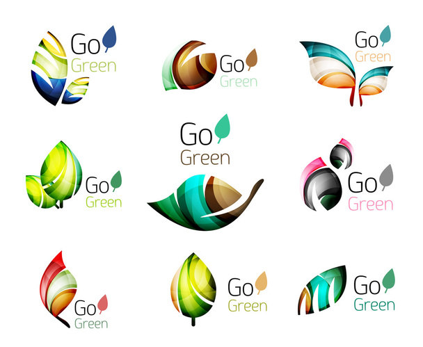 Green nature leaf vector concept icon set - Vector, Image