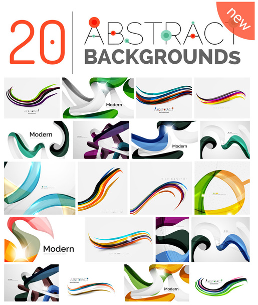 Collection of wave abstract backgrounds - Vector, Image