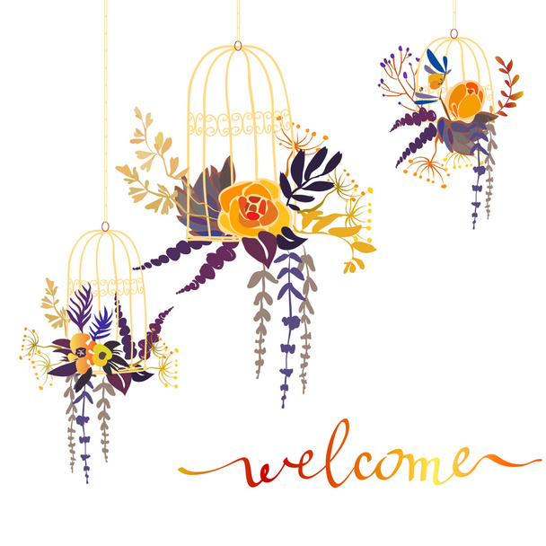 Calligraphy floral card - Vector, imagen