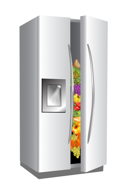Холодильник на белом фоне
 - Вектор,изображение
