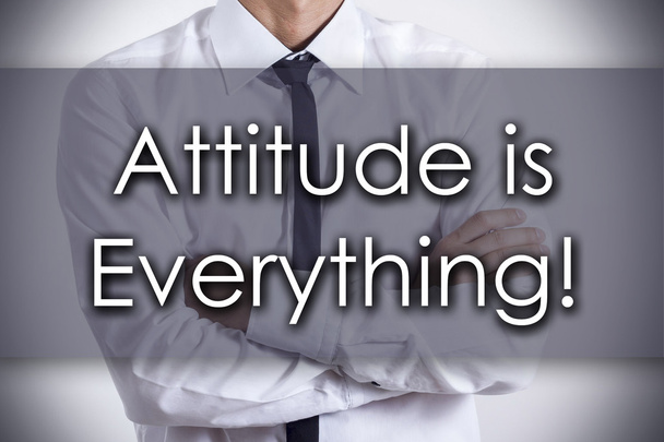 Attitude is Everything! - Young businessman with text - business - Photo, Image