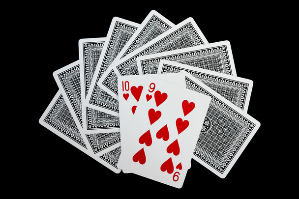 Poker karty, deset a devět z srdce - Fotografie, Obrázek