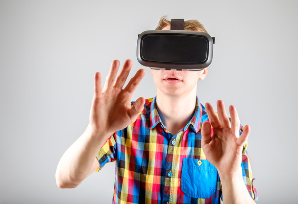 Man using virtual reality glasses - Photo, image