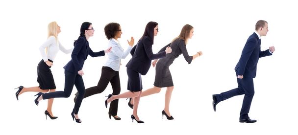 a nemek közötti egyenlőség fogalma - üzleti nők üzleti ma fut - Fotó, kép