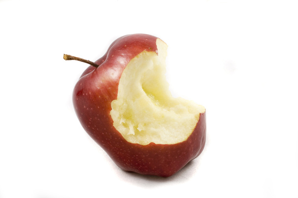 comer manzana roja de otoño sobre fondo blanco
 - Foto, imagen