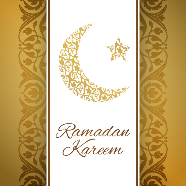 Tarjeta de felicitación Ramadán Kareem con media luna y estrella
 - Vector, Imagen