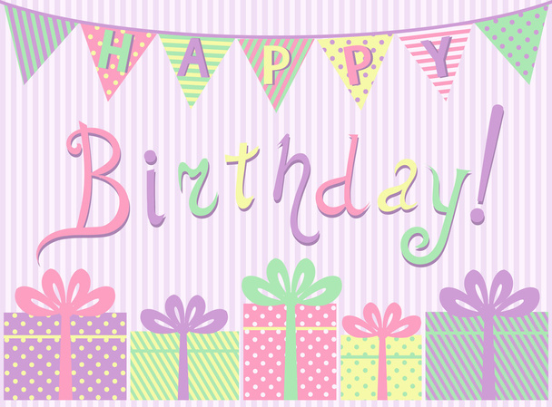 Birthday card with gift boxes - Vector, Image