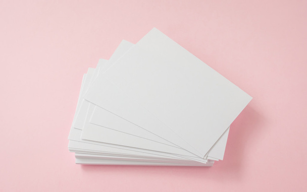 Blank business card on pink background - Fotografie, Obrázek