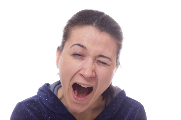 Young girl yawning after busy day isolated  - Photo, image