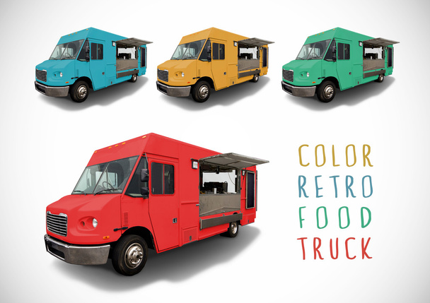 Ensemble de camion alimentaire couleur, isolé
 - Photo, image