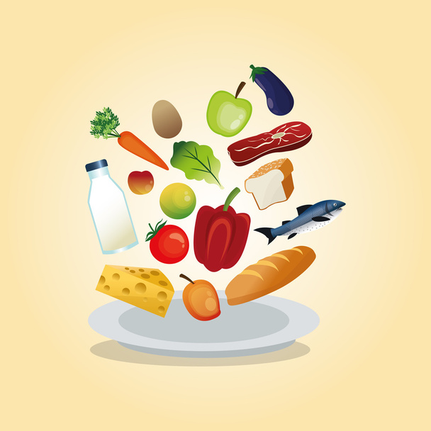Design del cibo sano. Icona biologica. Illustrazione colorata
 - Vettoriali, immagini