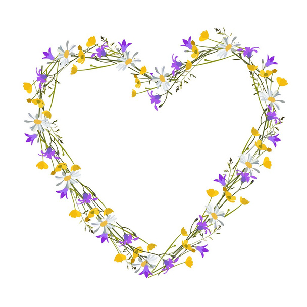 Λουλούδια άγρια στην καρδιά - Διάνυσμα, εικόνα