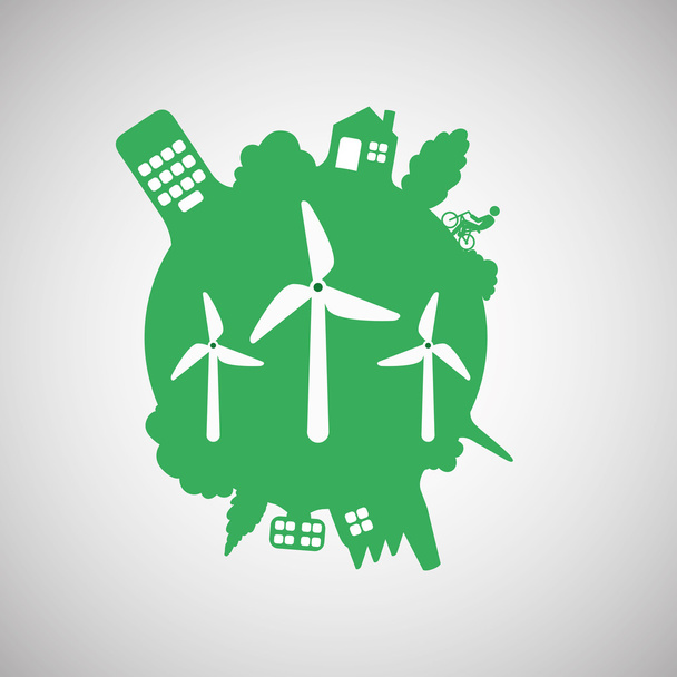 Eco design. Zelená ikona. Izolované ilustrace, vektor - Vektor, obrázek