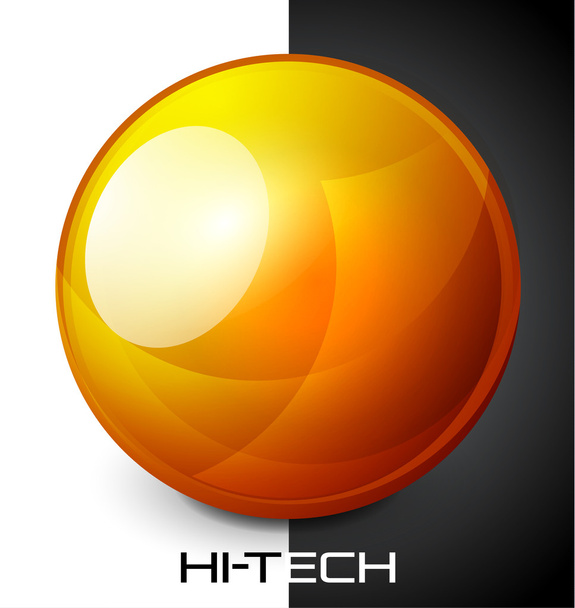 Realistic orange sphere button - Vector, Image