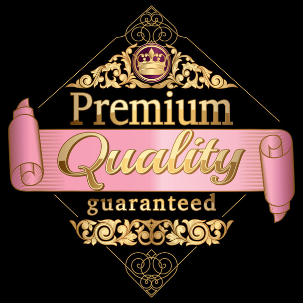 Premium quality gold emblem - Vektor, Bild