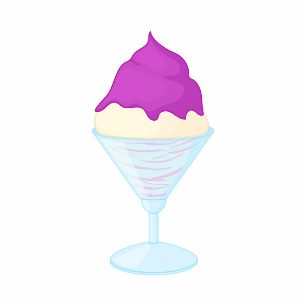 Vanilla ice cream with blueberry sauce icon - Vector, Image
