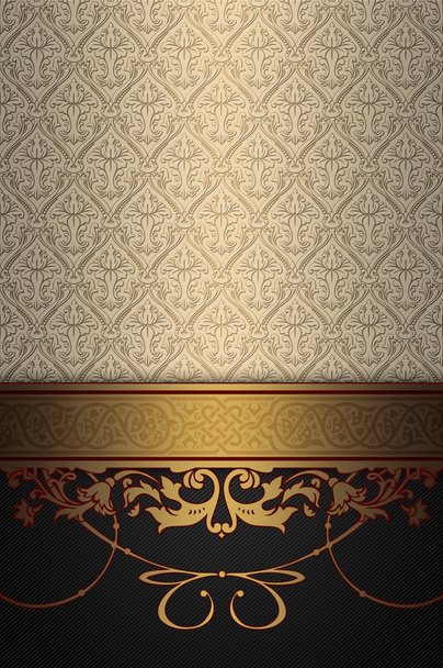 Decorative background with elegant gold border and patterns. - Foto, afbeelding
