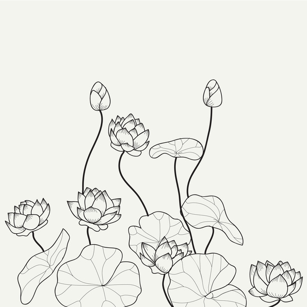 Ręcznie rysowane lotosu staw ilustracja - Wektor, obraz