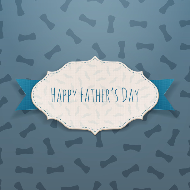 Happy Fathers Day realistic Tag with blue Ribbon - Vettoriali, immagini
