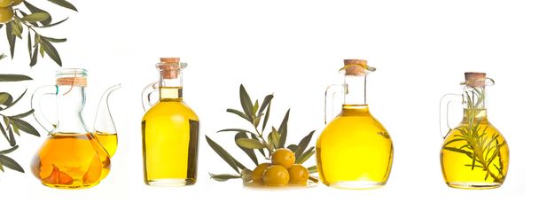 Bocaux d'huiles d'olive isolés
 - Photo, image