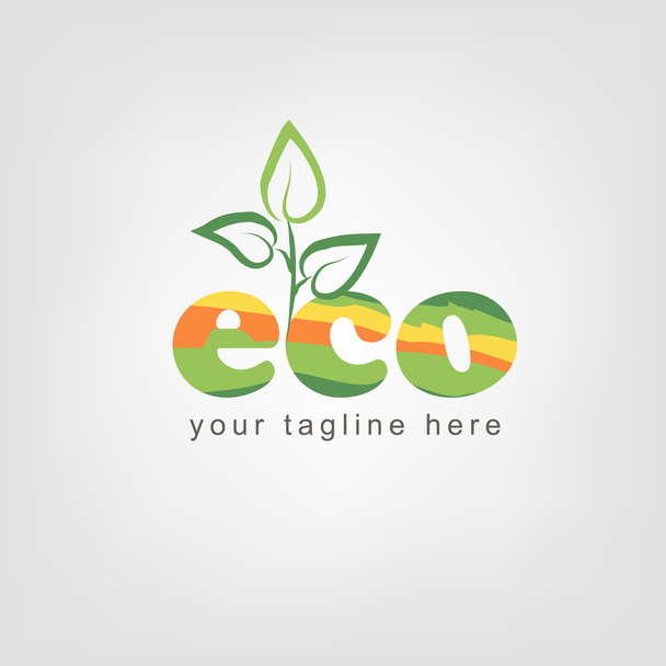 3 つの葉の自然環境ロゴ。アート アウトライン スタイル。エコ ロゴ ・ テンプレート デザイン - ベクター画像