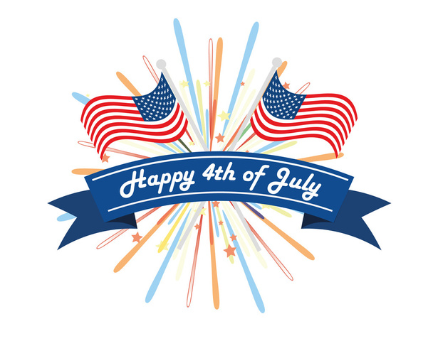 День независимости Америки 4 июля
 - Вектор,изображение