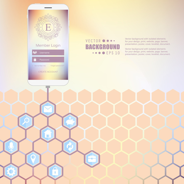 Abstract creative concept vector hexagon network with icon isolated on background for web, mobile App. Art illustration template design, seo business infographic, website, person profile - Wektor, obraz