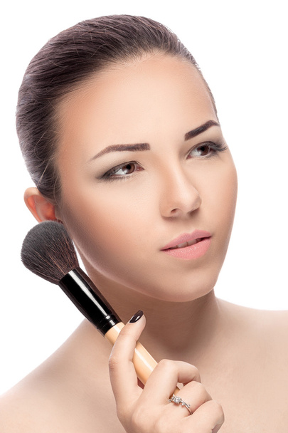 woman with Makeup Brushes - Foto, Imagem