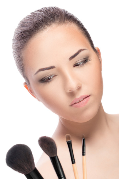 woman with Makeup Brushes - Photo, image