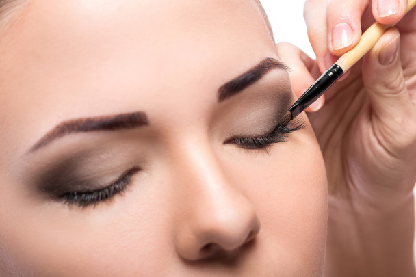 Makeup.  Eye shadow brush - Foto, afbeelding